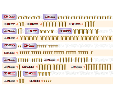 GSSU-GTXE'27	Gold Plated Steel UFO Screw Set 176pcs. ( For Xray GTXE 2027  )