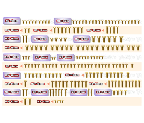 GSS-GTXE'27	Gold Plated Steel Screw Set 187pcs.  ( For Xray GTXE 2027 )
