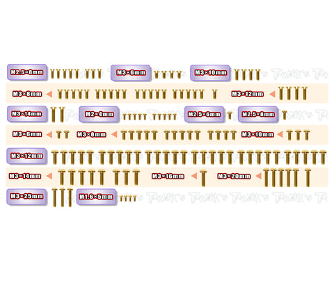 GSS-RC10T84	Gold Plated Steel Screw Set 126pcs.   ( For Team Associated RC10 T84 )