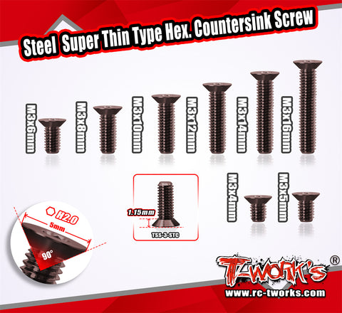 SS-3-STC   Super Thin Type Hex. Countersink Screw Set （10pcs）
