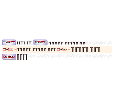 SS-A11-1.2/1.5B   Steel Screw Set( Bottom ) 45pcs. ( For ARC A11 1.2mm  Steel-Spec Car&1.5mm Alum.-Spec Car）