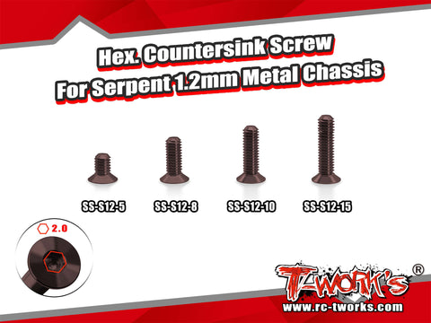 SS-S12     Countersink Screw 10pcs. ( For Serpent 1.2mm Metal Chassis )