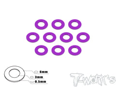 TA-006 Anodized Aluminum 3mm Bore Washers 0.5mm (10 pcs)