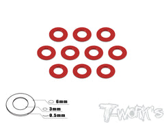 TA-006 Anodized Aluminum 3mm Bore Washers 0.5mm (10 pcs)
