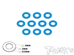 TA-006 Anodized Aluminum 3mm Bore Washers 0.5mm (10 pcs)