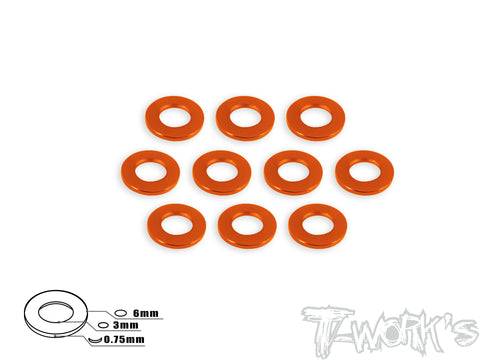 TA-007 Aluminum 3mm Bore Washer 0.75mm 10pcs.