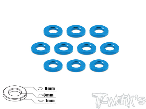 TA-008 Aluminum 3mm Bore Washer 1.0mm 10 pcs.
