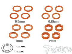 TA-046 Aluminum 5mm Bore Washer Set  0.5, 0.75 ,1 ,2mm each 4pcs.