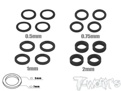 TA-046 Aluminum 5mm Bore Washer Set  0.5, 0.75 ,1 ,2mm each 4pcs.