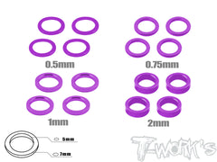 TA-046 Aluminum 5mm Bore Washer Set  0.5, 0.75 ,1 ,2mm each 4pcs.