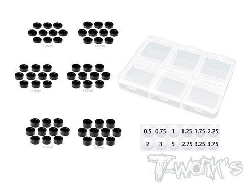 TA-139-BK  Aluminum 3mm Bore Washer Set B ( Black ) 1.25.1.75,2.25,2.75,3.25,3.75mm Each 10pcs.