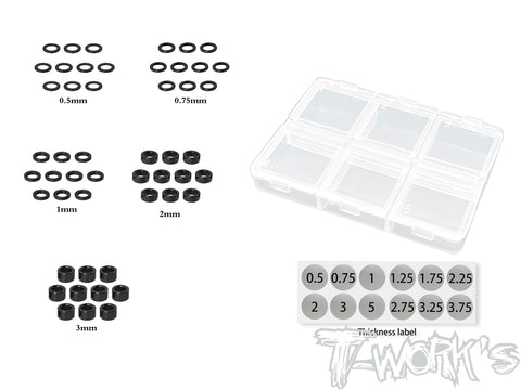 TA-159-BK     Aluminum Shim Set 3 x 5 x 0.5/0.75/1/2/3mm  ( Black ) Each 10pcs.