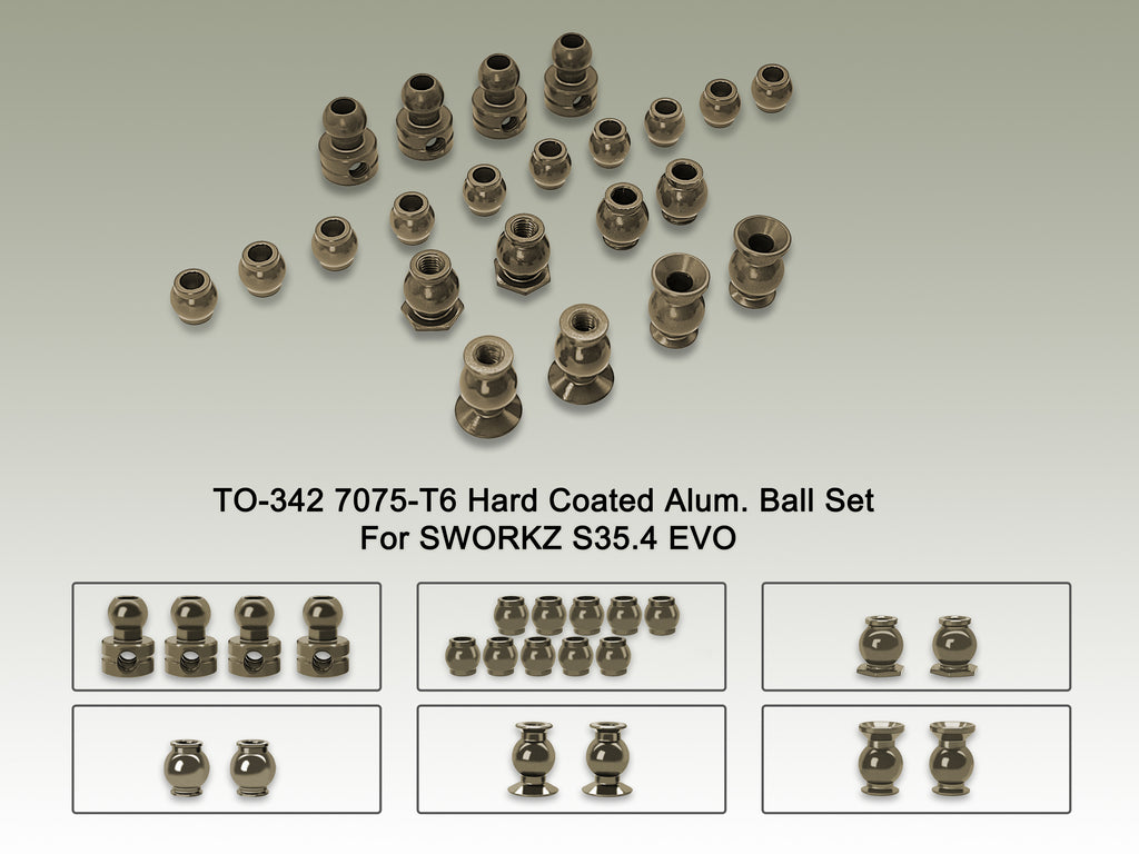 TO-342     7075-T6 Hard Coated Alum. Ball Set ( For SWORKZ S35.4 EVO ) 22pcs.