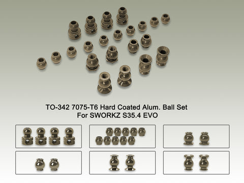 TO-342     7075-T6 Hard Coated Alum. Ball Set ( For SWORKZ S35.4 EVO ) 18pcs.