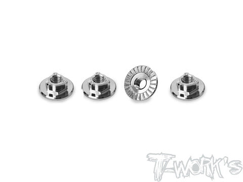 TP-195-B    64 Titanium Ultra Light Weight  large-contact Serrated M4 Wheel Nuts ( 4pcs. )