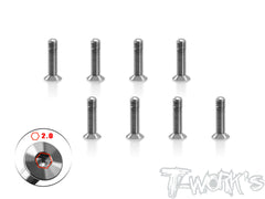 TSS-S12    64 Titanium Hex. Countersink Screw 8pcs. ( For Serpent 1.2mm Metal Chassis )