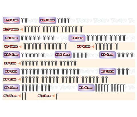 TSSU-CATPB-D 	 64 Titanium Screw set ( UFO Head ) 146pcs. (For Schumacher CATPB DIRTSPEC）