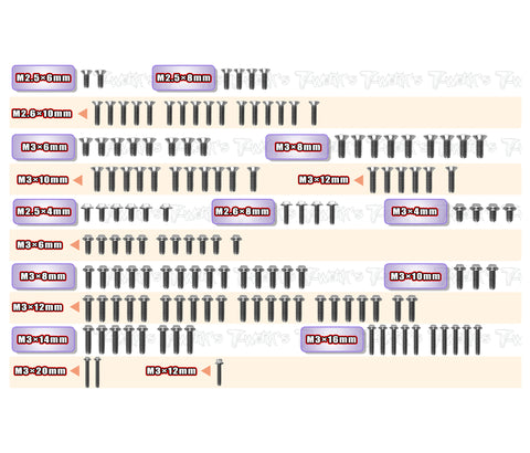TSSU-CATPB-M 	 64 Titanium Screw set ( UFO Head ) 142pcs. (For Schumacher CATPB MODSPEC）