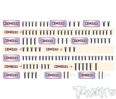 TSSU-FW06   64 Titanium Screw set ( UFO Head ) 110pcs.( For Kyosho FW-06 )