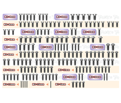 TSSU-MO2.0    64 Titanium Screw set ( UFO Head ) 171pcs.( For Yokomo MO2.0 )