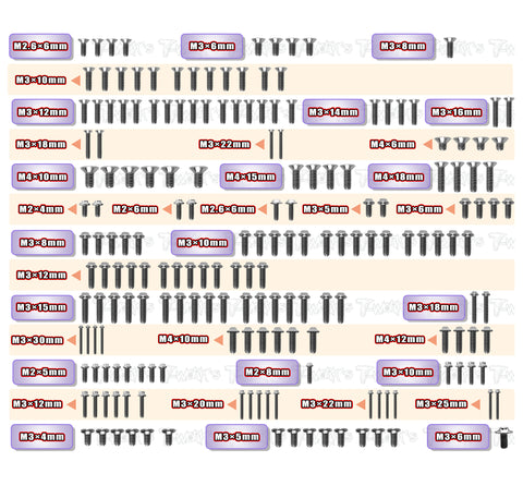 TSSU-MP11    64 Titanium Screw set ( UFO Head ) 188pcs. ( For Kyosho MP11 )
