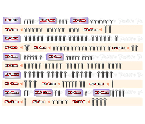 TSSU-MRX7-T	64 Titanium Upper Deck Screw set 155pcs.( For Mugen MRX7 )