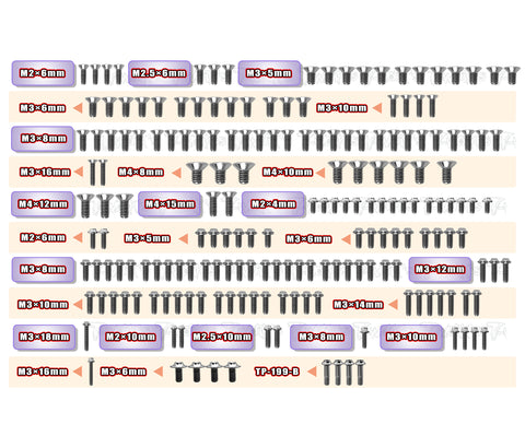 TSSU-MRX7	64 Titanium Screw set ( UFO Head ) 189pcs.( For  Mugen MRX7 )