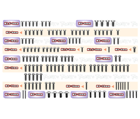 TSSU-RC10B84   64 Titanium Screw set ( UFO Head ) 131pcs. ( For Team Associated RC10 B84/ B84D  )