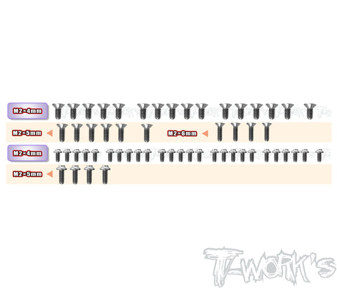 TSSU-RC28	64 Titanium Screw set ( UFO Head ) 56pcs. ( For Team Associated RC28  )