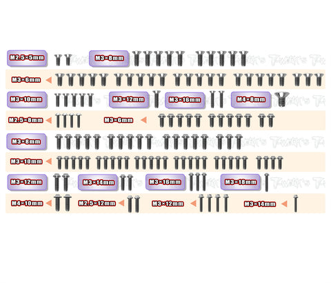 TSSU-RX8'26-T 	  64 Titanium Upper Deck Screw set 124pcs.( For Xray RX8 2026 )