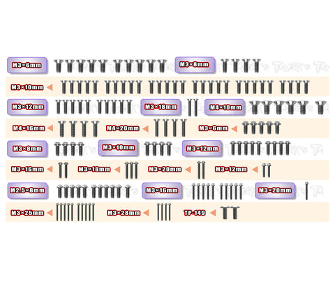 TSSU-SBX4E 	 64 Titanium Screw set ( UFO Head ) 138pcs. ( For WIRC SBX4E )