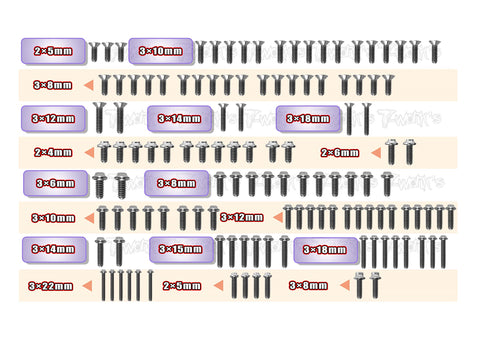 TSSU-SO1.0   64 Titanium Screw set ( UFO Head ) 122pcs.( For Yokomo SO1.0 )