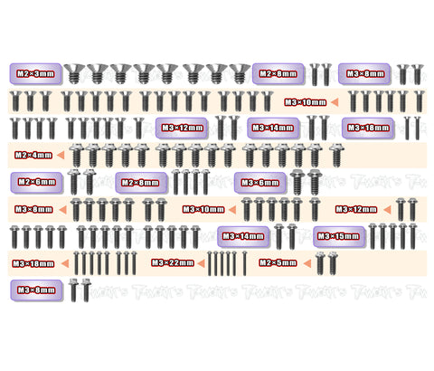 TSSU-SO2.0   64 Titanium Screw set ( UFO Head ) 130pcs.( For Yokomo SO2.0 )