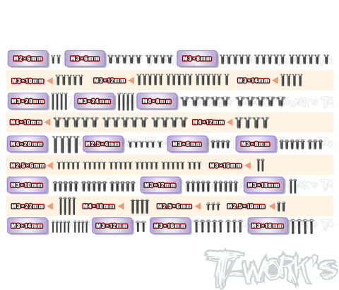 TSSU-SRX8GTR	64 Titanium Screw set ( UFO Head )  203pcs.( For Serpent SRX8GT R)