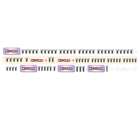 TSSU-TC28 	 64 Titanium Screw set ( UFO Head ) 72pcs. ( For Team Associated TC28  )