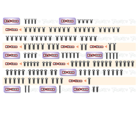 TSSU-X1'24   64 Titanium Screw set ( UFO Head ) 136pcs.( For Xray X1'24 )