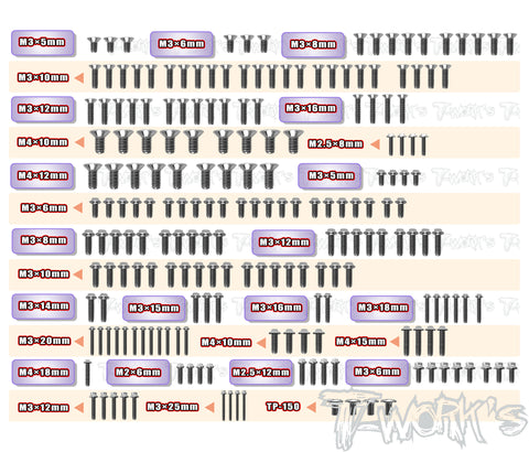 TSSU-X3GTS'26	64 Titanium Screw set ( UFO Head ) 204pcs.( For Hong Nor X3GTS'26 )