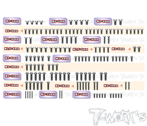 TSSU-XB2D'26	64 Titanium Screw set ( UFO Head ) 142pcs.( For Xray XB2D'26 )