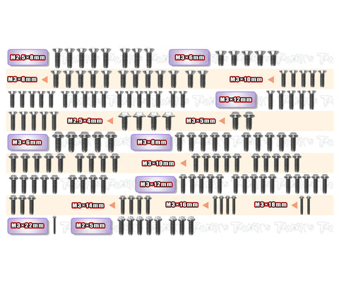 TSSU-XB4C'24   64 Titanium Screw set ( UFO Head ) 143pcs.( For Xray XB4C'24 )