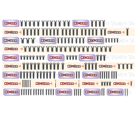 TSSU-XB8'25  64 Titanium Screw set ( UFO Head ) 165pcs. ( For Xray XB8'25 )