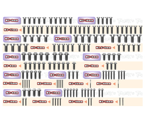 TSSU-XB8E'24   64 Titanium Screw set ( UFO Head ) 149pcs.( For Xray XB8E'24 )