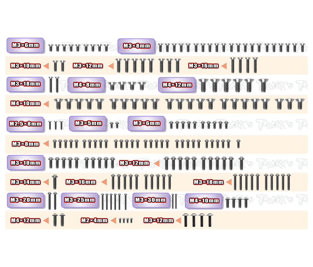TSSU-GTXE'27	64 Titanium Screw set ( UFO Head ) 191pcs.  ( For Xray GTXE 2027 )