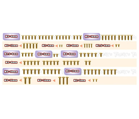 GSS-SD3.0   Gold Plated Steel Screw Set  96pcs. ( For Yokomo SD3.0 )