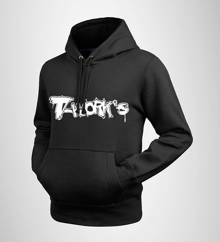 AP-002-BK  Team T-Work's Hooded Sweater Black Color ( White logo )