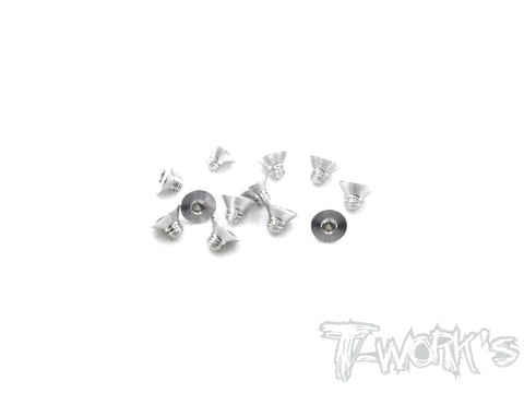 ASS-304CS 7075-T6 Hex. Countersink Screw (Silver) 3mm x 4mm 12pcs.