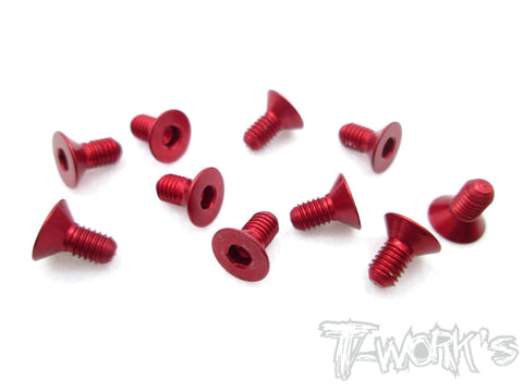 ASS-306CR 7075-T6 Hex. Countersink Screw (Red) 3mm x 6mm 10pcs.