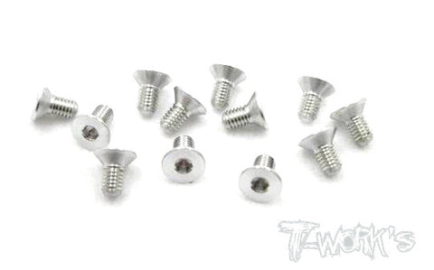 ASS-306CS 7075-T6 Hex. Countersink Screw (Silver) 3mm x 6mm 12pcs.