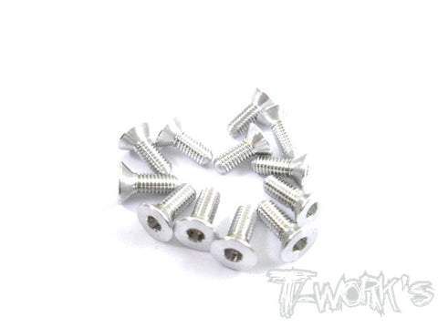 ASS-308CS 7075-T6 Hex. Countersink Screw (Silver) 3mm x 8mm 12pcs.