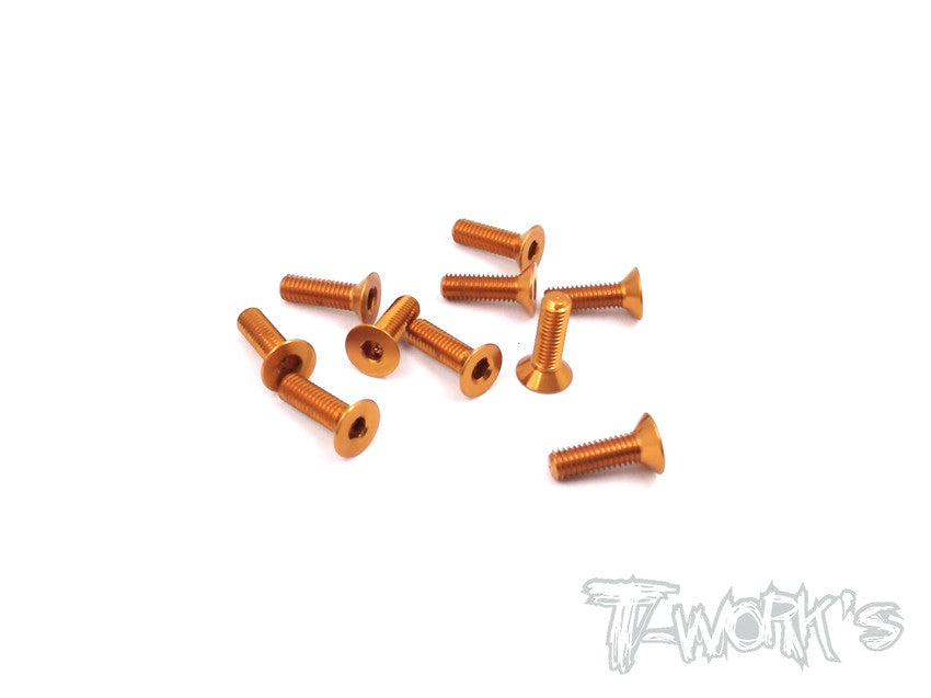 ASS-310CO 7075-T6 Hex. Countersink Screw (Orange) 3mm x 10mm 10pcs.