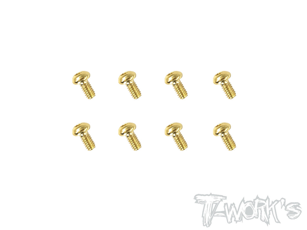 GSS-204B 2mmx4mm Gold Plated Steel Button Head Screws（8pcs.）